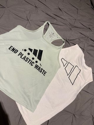 Camisetas running Adidas verde y blanca Talla S/M