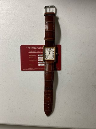 Reloj Cartier Tank Marrón y Dorado