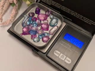 Lote piedras joyería azul y rosa