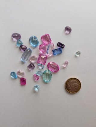 Lote piedras joyería azul y rosa
