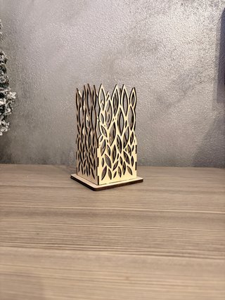 Portavelas de madera y cristal