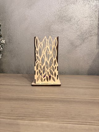Portavelas de madera y cristal
