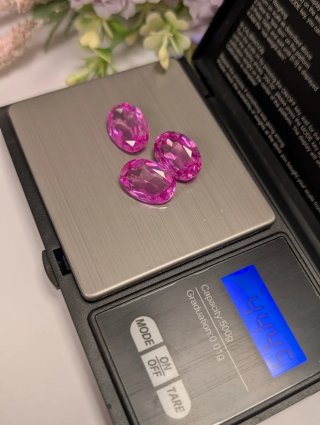 3 Gemas Rosas de Francia Ovaladas