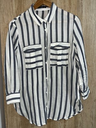 Camisa Mango Rayas Azul y Blanco Talla xl
