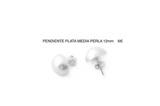 Pendientes Plata Media Perla 12mm