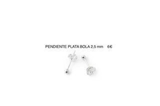 Pendientes Plata Bola 2,5 mm