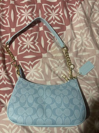 Bolso Coach Azul y Dorado