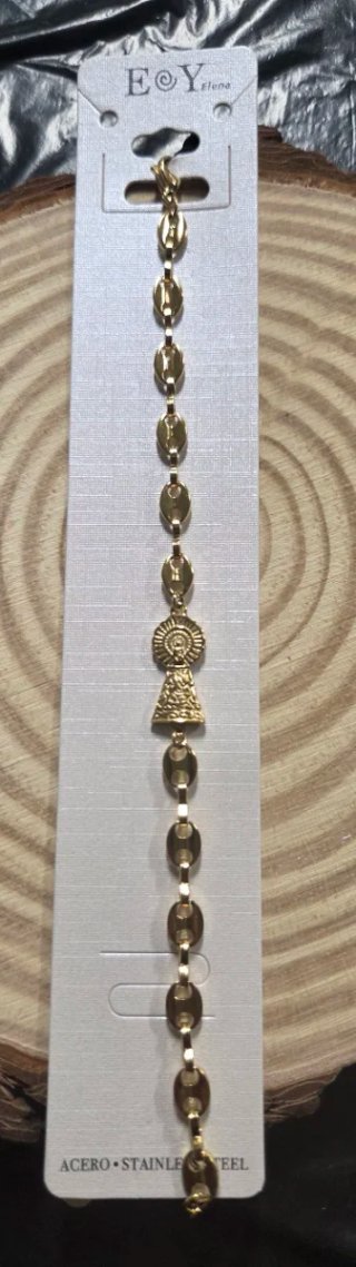 Pulsera Virgen del Pilar Acero Dorada.