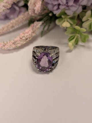Anillo antiguo amatista plata