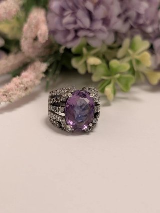 Anillo antiguo amatista plata