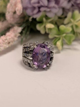 Anillo antiguo amatista plata