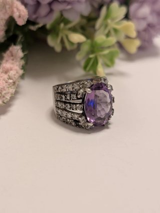 Anillo antiguo amatista plata