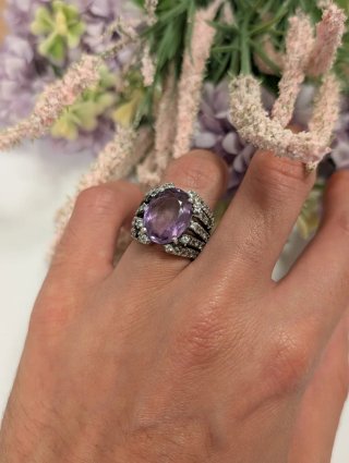 Anillo antiguo amatista plata