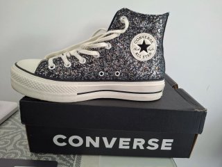 Converse Plataforma Brillo Negro/Plata