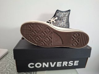 Converse Plataforma Brillo Negro/Plata