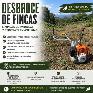 Desbroce y limpieza de fincas en Asturias