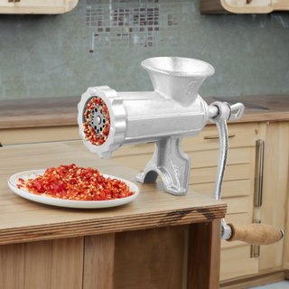 Molino de Carne Manual, Molino de Carne de Hierro Fundido de Alta Resistencia con Abrazadera de Mesa de Acero, Picadora de Carne y Fabricador de Salchichas con 1 Cuchilla de Corte, 2 Placas de Cor...