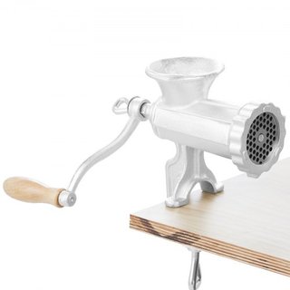 Molino de Carne Manual, Molino de Carne de Hierro Fundido de Alta Resistencia con Abrazadera de Mesa de Acero, Picadora de Carne y Fabricador de Salchichas con 1 Cuchilla de Corte, 2 Placas de Cor...