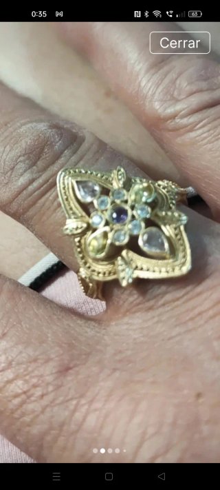 Anilllo oro 18k con piedras lanzadera