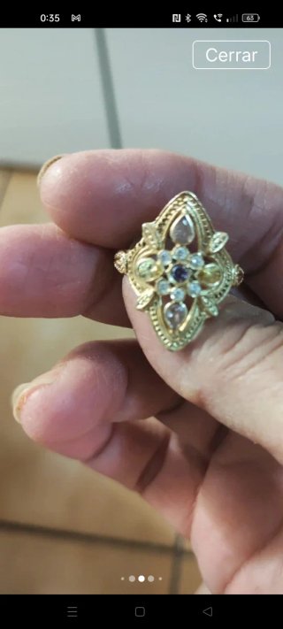 Anilllo oro 18k con piedras lanzadera