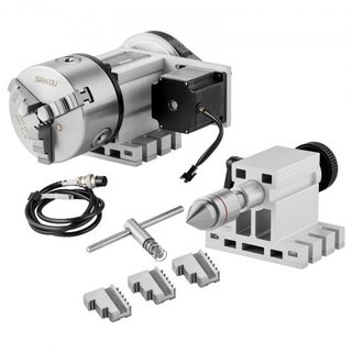 Cabezal Divisor, Chuck de 3 Mordazas K11-100mm, Eje Rotacional de Máquina Fresadora CNC, Eje 4ta A, Cabezal de Indexación, Altura del Centro de 66 mm(2.6")/65 mm, Mandril MT2, Relación de Engranaj...