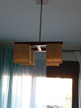 Lámparas de mesa moderna madera y tela 4 lámpa