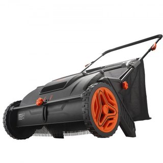 Rastrillo de Césped Manual, Recogedor de Hojas y Césped de 21 pulgadas, Ruedas de Plástico Resistente y Acero Reforzado Duradero con Gran Capacidad de 3.5 pies cúbicos, Bolsa de Recolección de Mal...