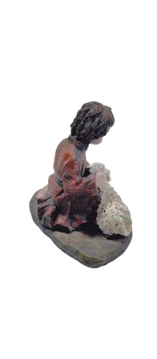 Figura niño y cordero marmolina pintada