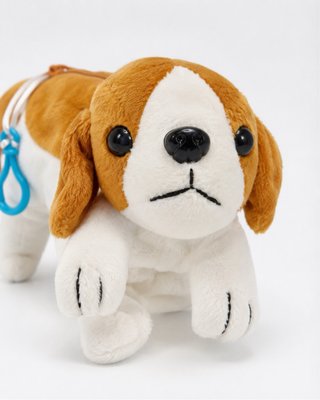 Estuche perro peluche marrón y blanco NUEVO