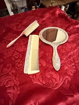 Set Tocador Antiguo Baño Plata