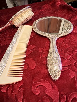 Set Tocador Antiguo Baño Plata