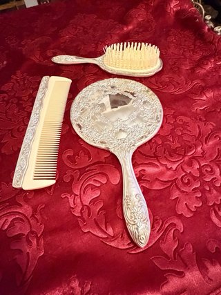 Set Tocador Antiguo Baño Plata