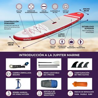 Tabla de paddle surf en colores rojo y blanco