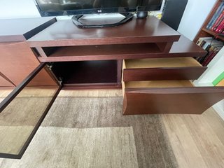 Mueble salón madera nogal maciza 5 módulos