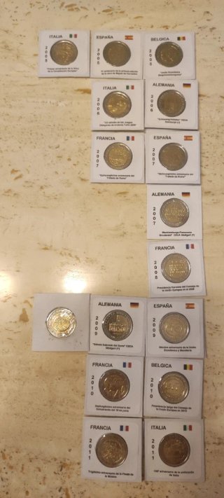 Monedas conmemorativas circuladas.
