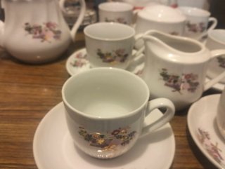 Juego de 6 tazas de cerámica con soporte