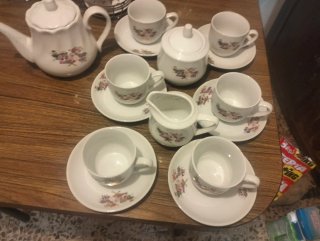 Juego de 6 tazas de cerámica con soporte
