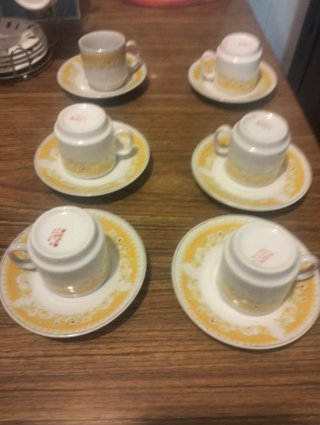 Juego de 6 tazas de cerámica con soporte