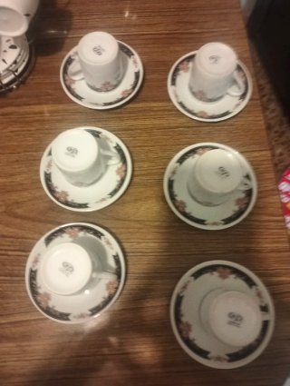 Juego de 6 tazas de cerámica con soporte