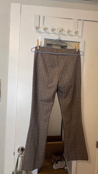 Pantalón de cuadros marrón/ beige