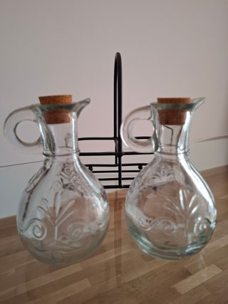 Vinagrera Vintage Cristal con Soporte