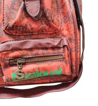 Bolso Desigual Piel Rojo y Burdeos Bandolera