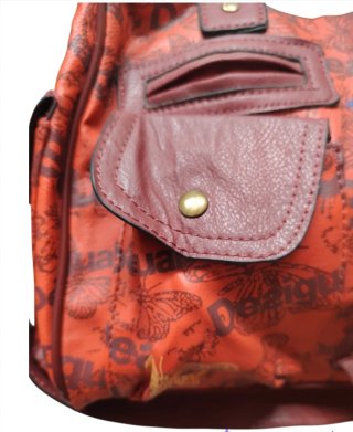 Bolso Desigual Piel Rojo y Burdeos Bandolera