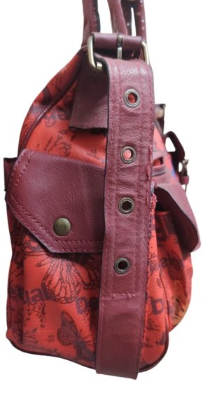 Bolso Desigual Piel Rojo y Burdeos Bandolera