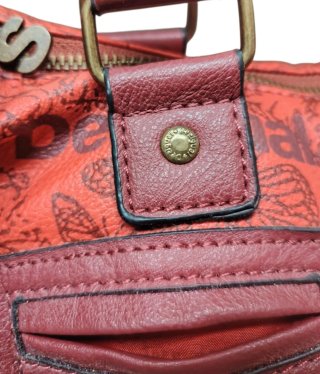 Bolso Desigual Piel Rojo y Burdeos Bandolera