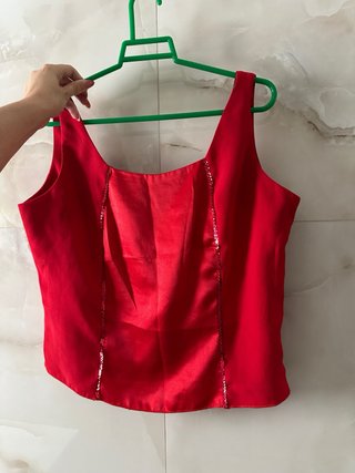 Top rojo lentejuelas vintage T42
