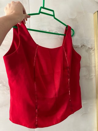 Top rojo lentejuelas vintage T42
