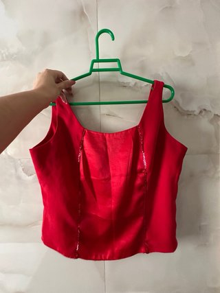 Top rojo lentejuelas vintage T42