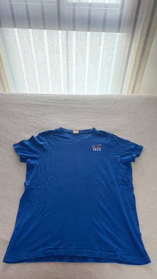 Camiseta Hollister V-Neck Azul Talla XL