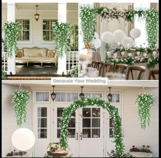 4 Flores Artificiales Colgantes Blancas
